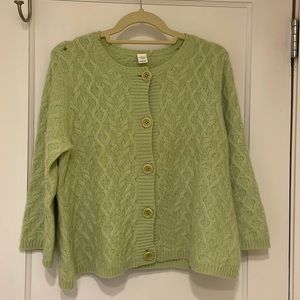 Kinross 100% cashmere light green cardigan size L